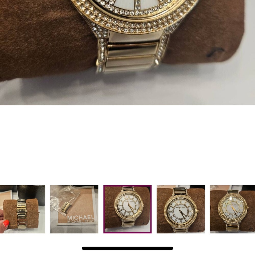 Michael Kors MK3312 Stainless Steel Kerry Watch w/ Mother of Pearl & crystals